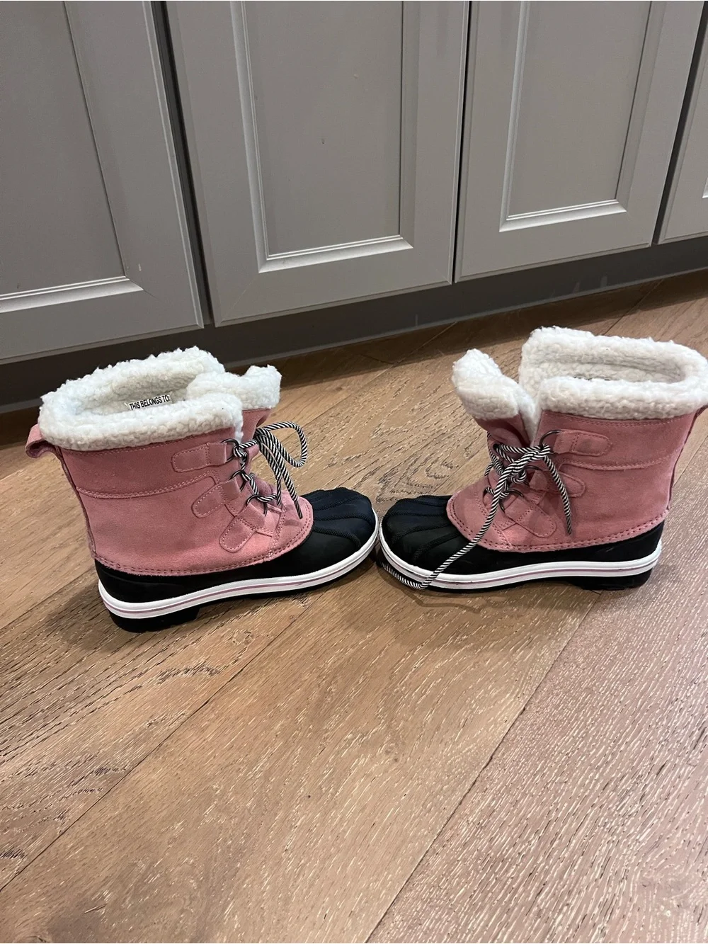 Cat & Jack Pink and Black Girls' Waterproof Winter Boots with Sherpa Collar